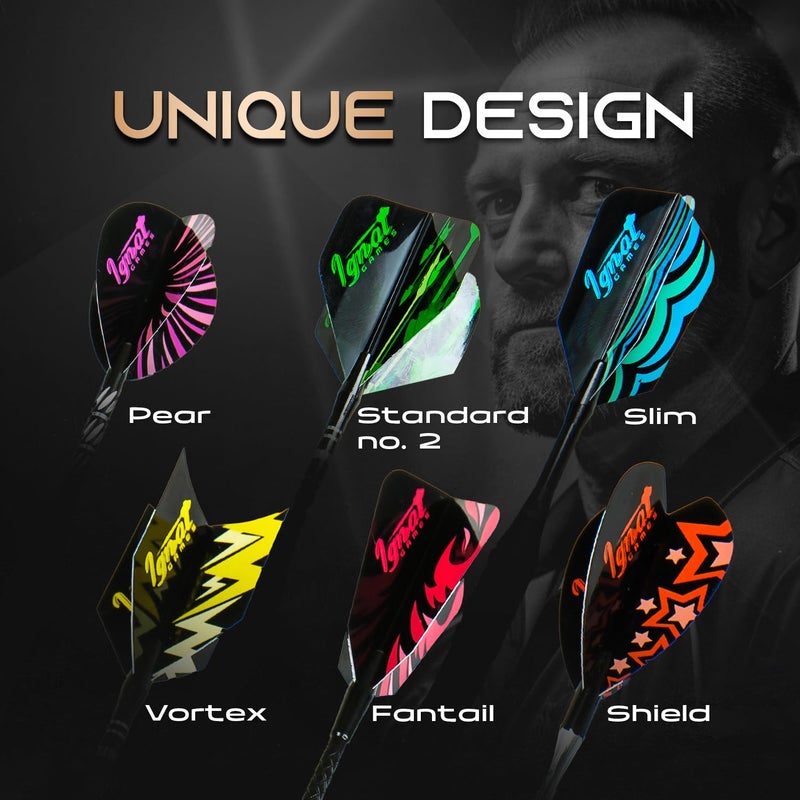 IgnatGames Dart Flights and Accessories â€“ 18/30 GlideXPro 130 Micron Flights in Various Shapes and 6 Flight Protectors - Image 3